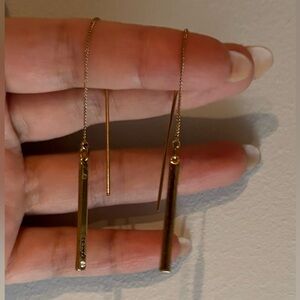 Guess Gold Tone Bar Drop Earrings